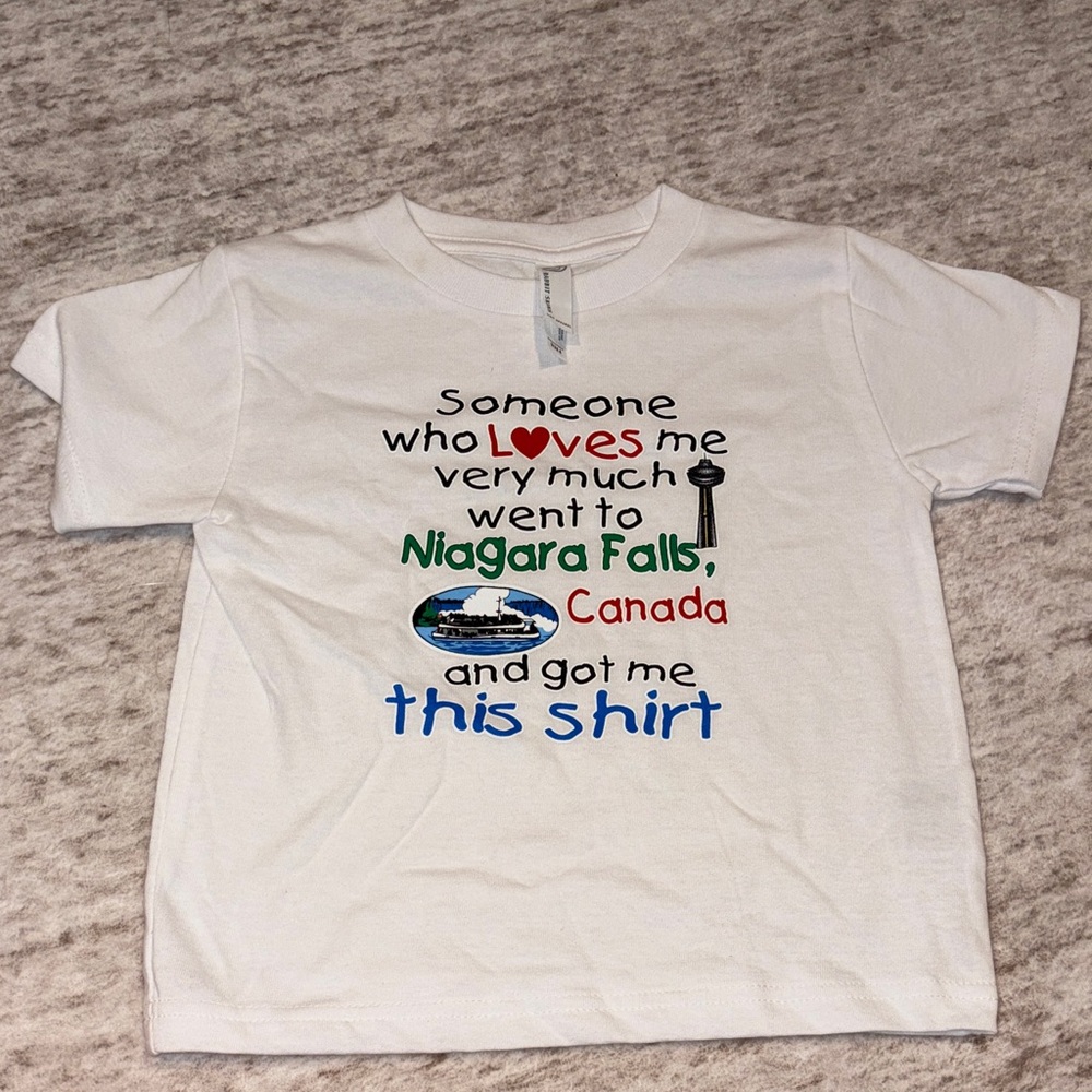 White Kids T-Shirt with Niagara Falls Print